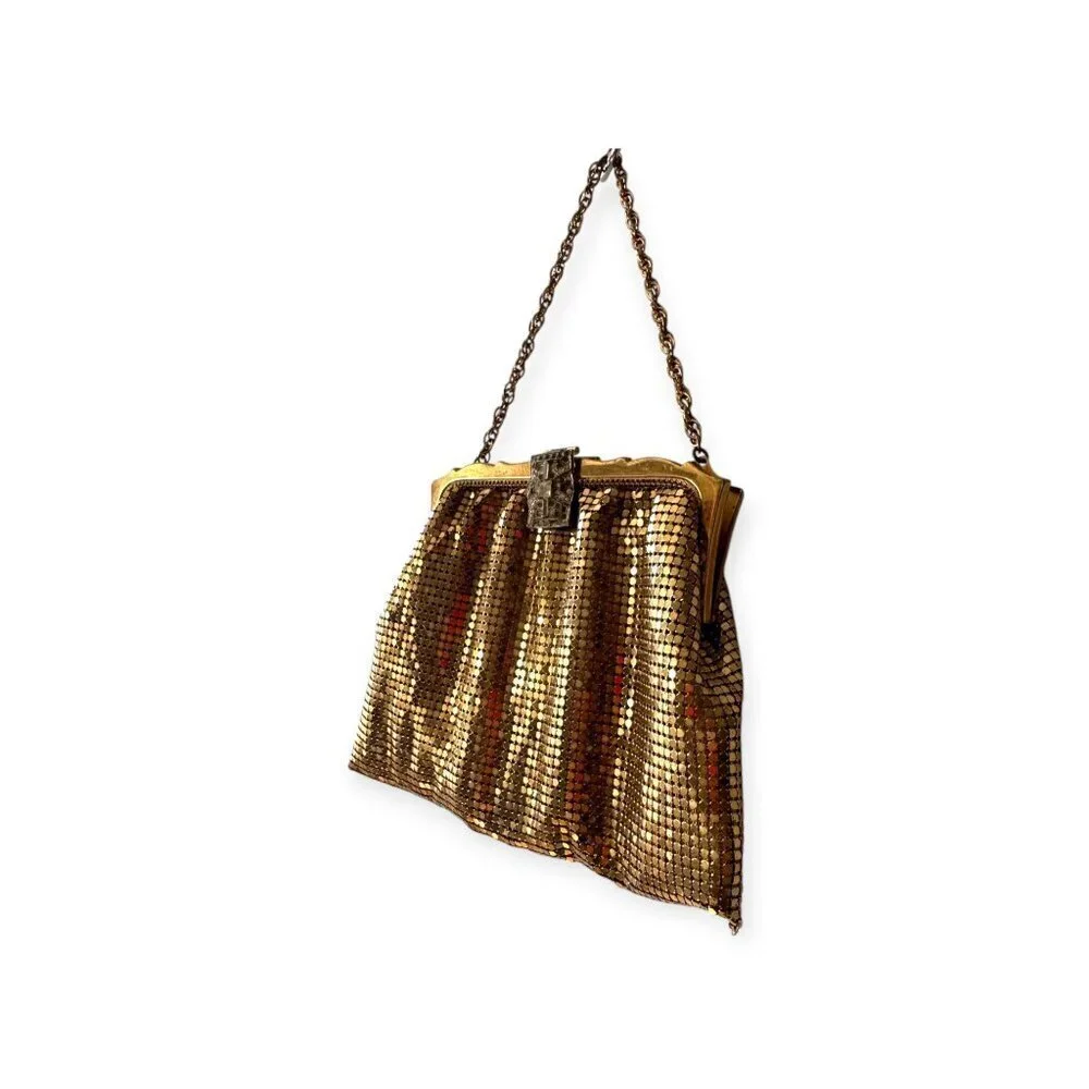 Vintage Whiting &‎ Davis Gold Mesh Evening Bag,  Art Deco style, 30s
